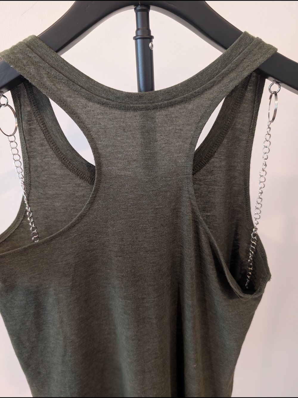 Women's Dark Green Racerback Tank with White Lotus Namaste Yoga Medium - Picture 6 of 9